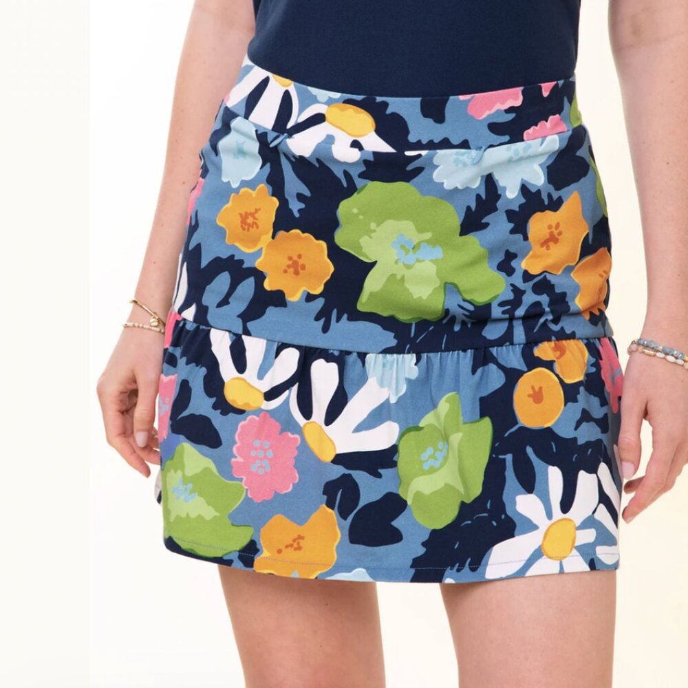 SPARTINA 449 Women's Small Tennis Jersey Flounce Skort Abstract Floral Skort
